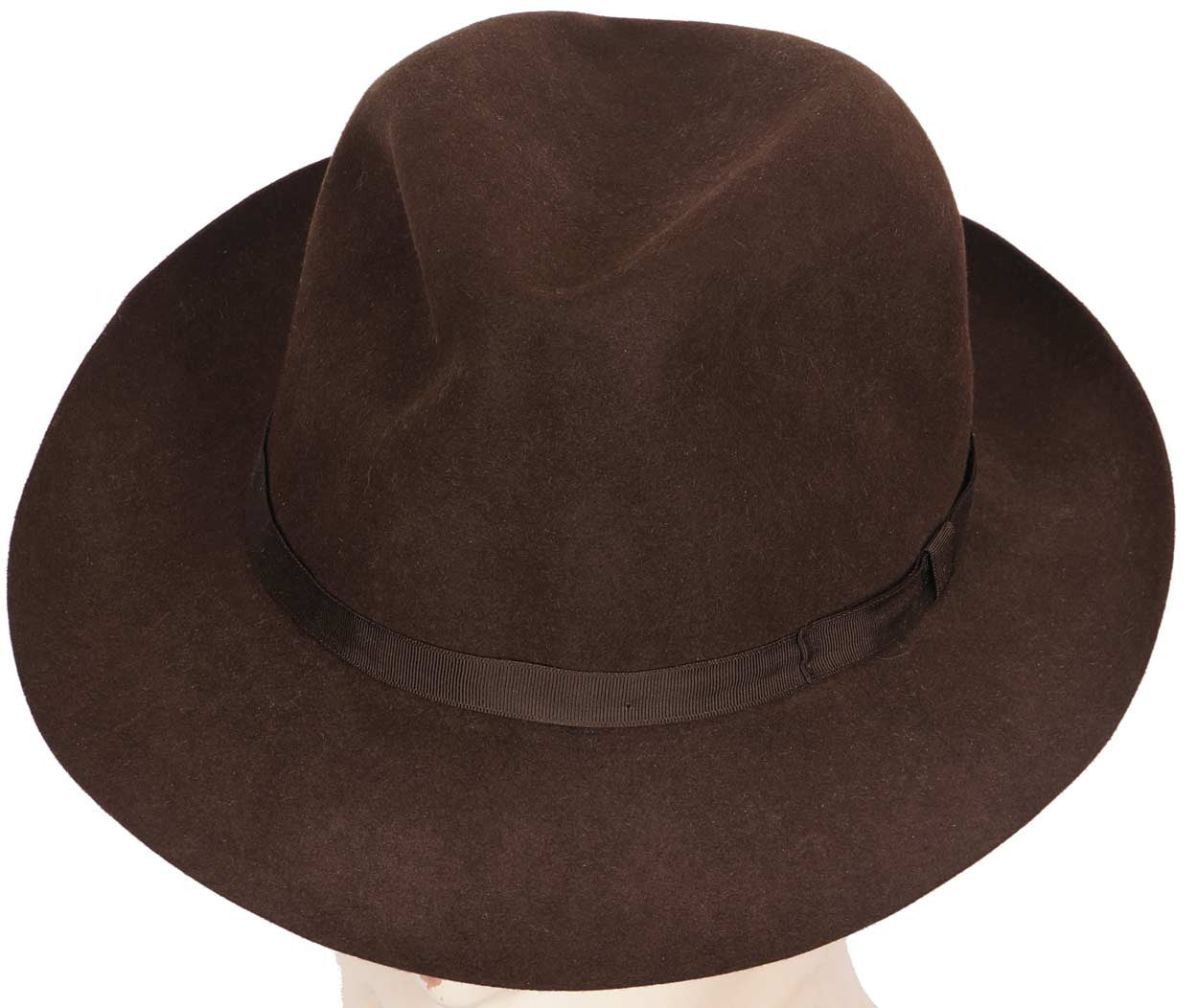 Vintage Battersby London Hand Made Brown Fur Felt Fedora Hat 7 3/8
