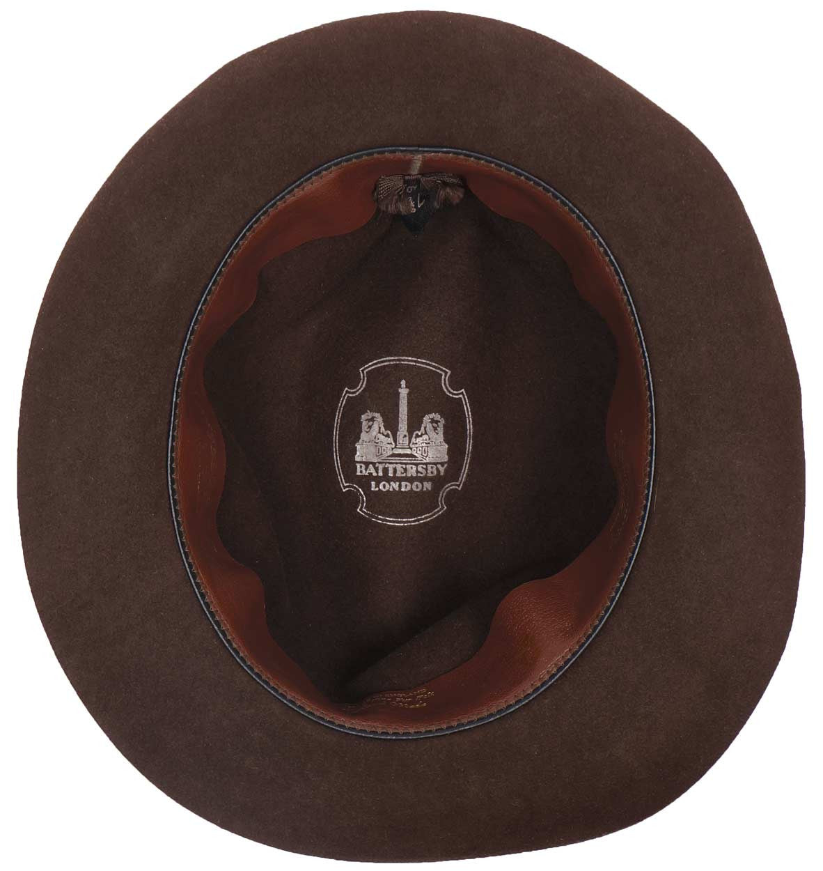 Vintage Battersby London Hand Made Brown Fur Felt Fedora Hat 7 3/8
