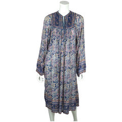 Vintage Indian Cotton Gauze Festival Dress 70s Hippie Sz M - Poppy's Vintage Clothing