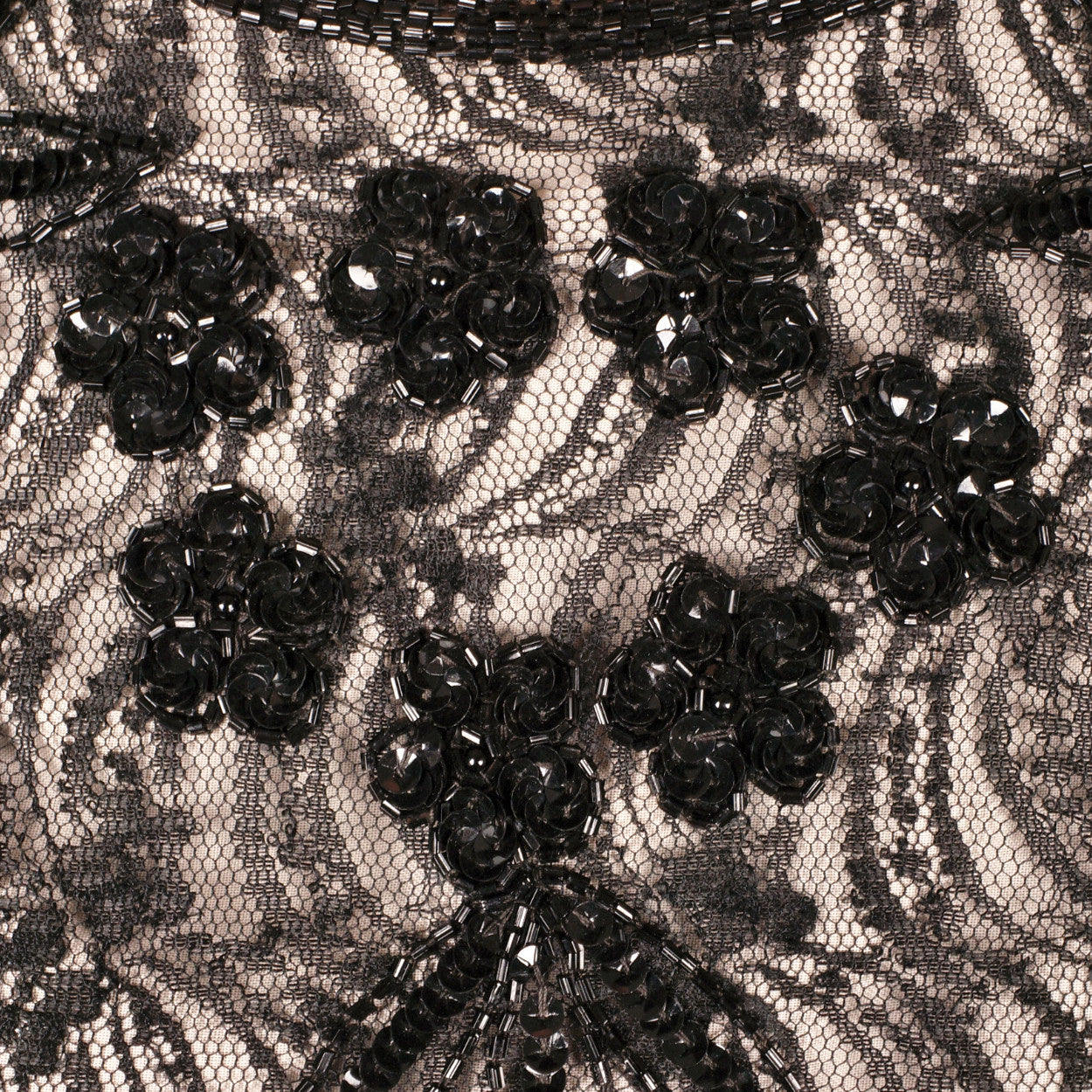 Vintage Black Beaded Lace Dress Size Large XL - Poppy's Vintage Clothing