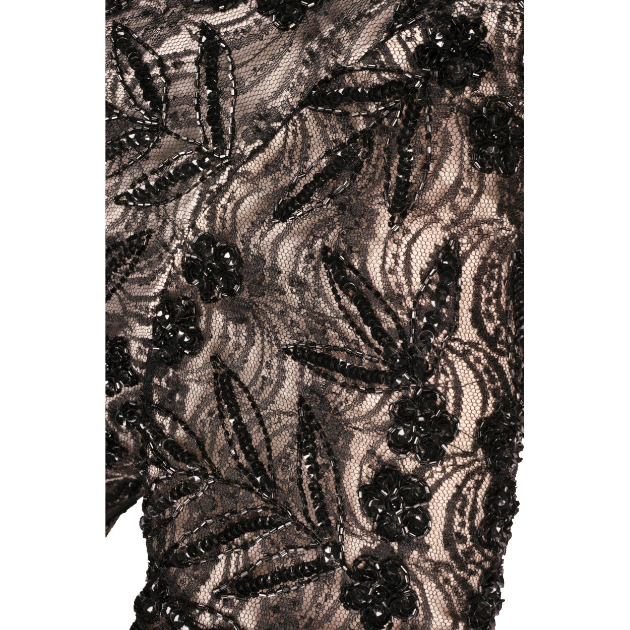 Vintage Black Beaded Lace Dress Size Large XL - Poppy's Vintage Clothing