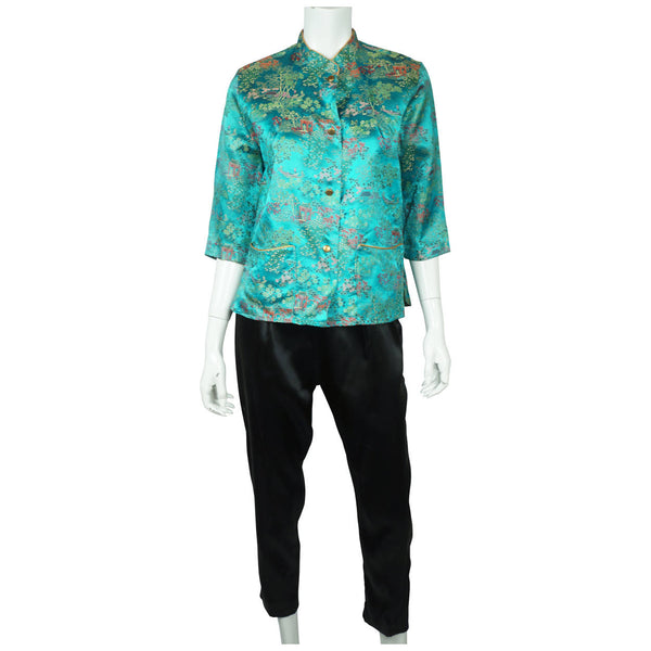 Vintage 1950s Hostess Pyjamas Beatrice Pines Asian Pattern Lounging Pajamas Sz S - Poppy's Vintage Clothing