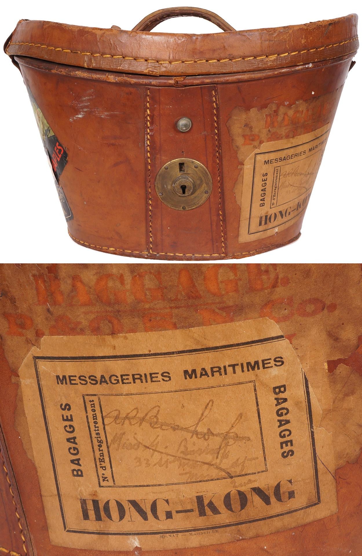 Vintage 1920s Silk Top Hat with Leather Case  - Henry Heath London - 7 1/4 - Poppy's Vintage Clothing
