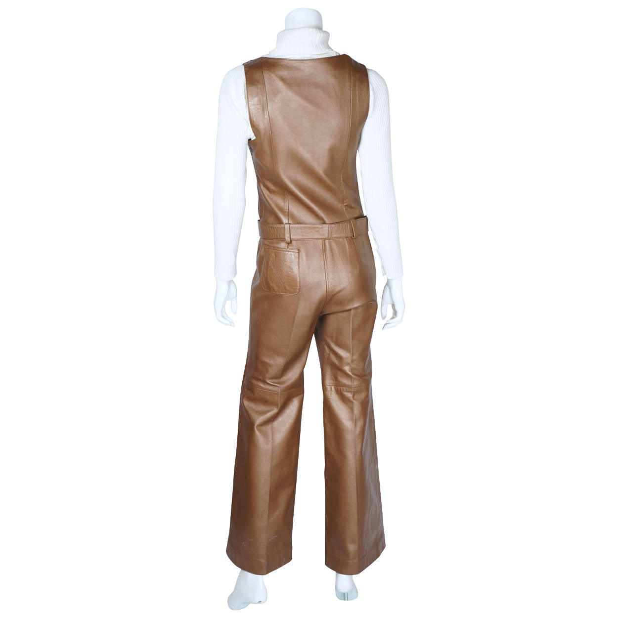 Vintage 60s Leather Jumpsuit Beged Or Israel Couture Size S - Poppy's Vintage Clothing