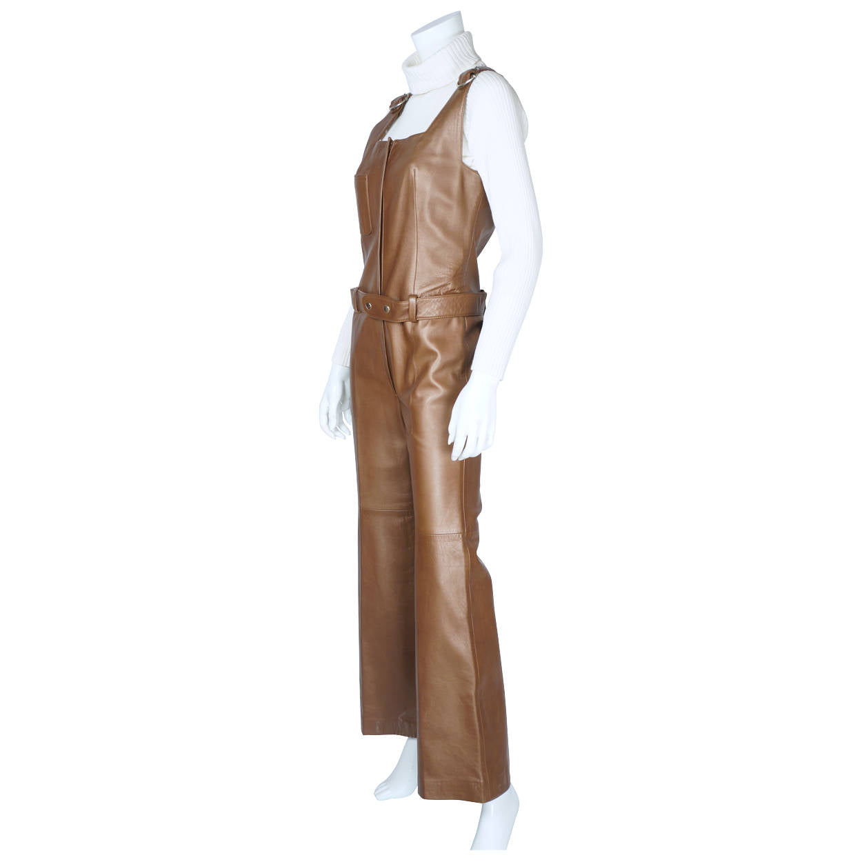 Vintage 60s Leather Jumpsuit Beged Or Israel Couture Size S - Poppy's Vintage Clothing
