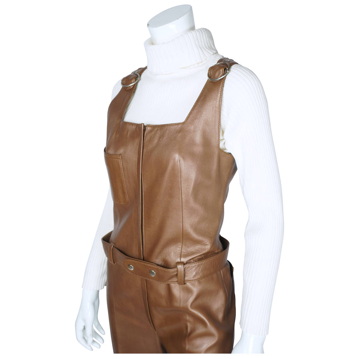 Vintage 60s Leather Jumpsuit Beged Or Israel Couture Size S - Poppy's Vintage Clothing