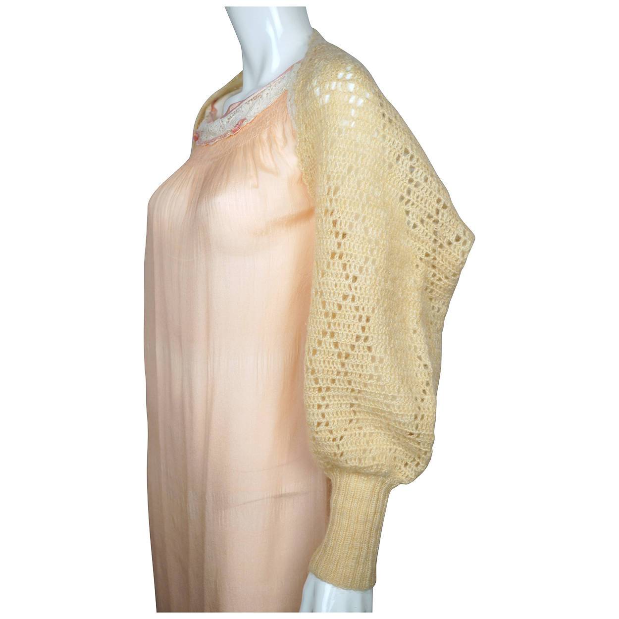 Vintage 1930s Hand Knit Beige Wool Shrug - Poppy's Vintage Clothing