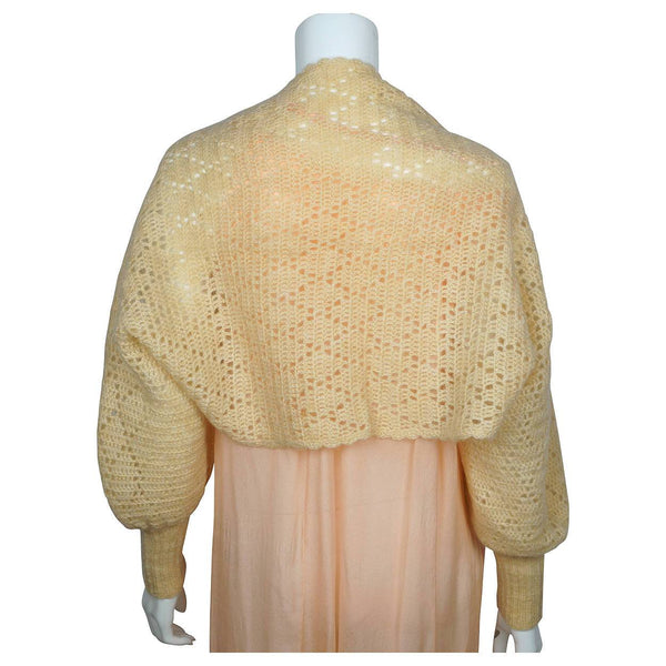 Vintage 1930s Hand Knit Beige Wool Shrug - Poppy's Vintage Clothing