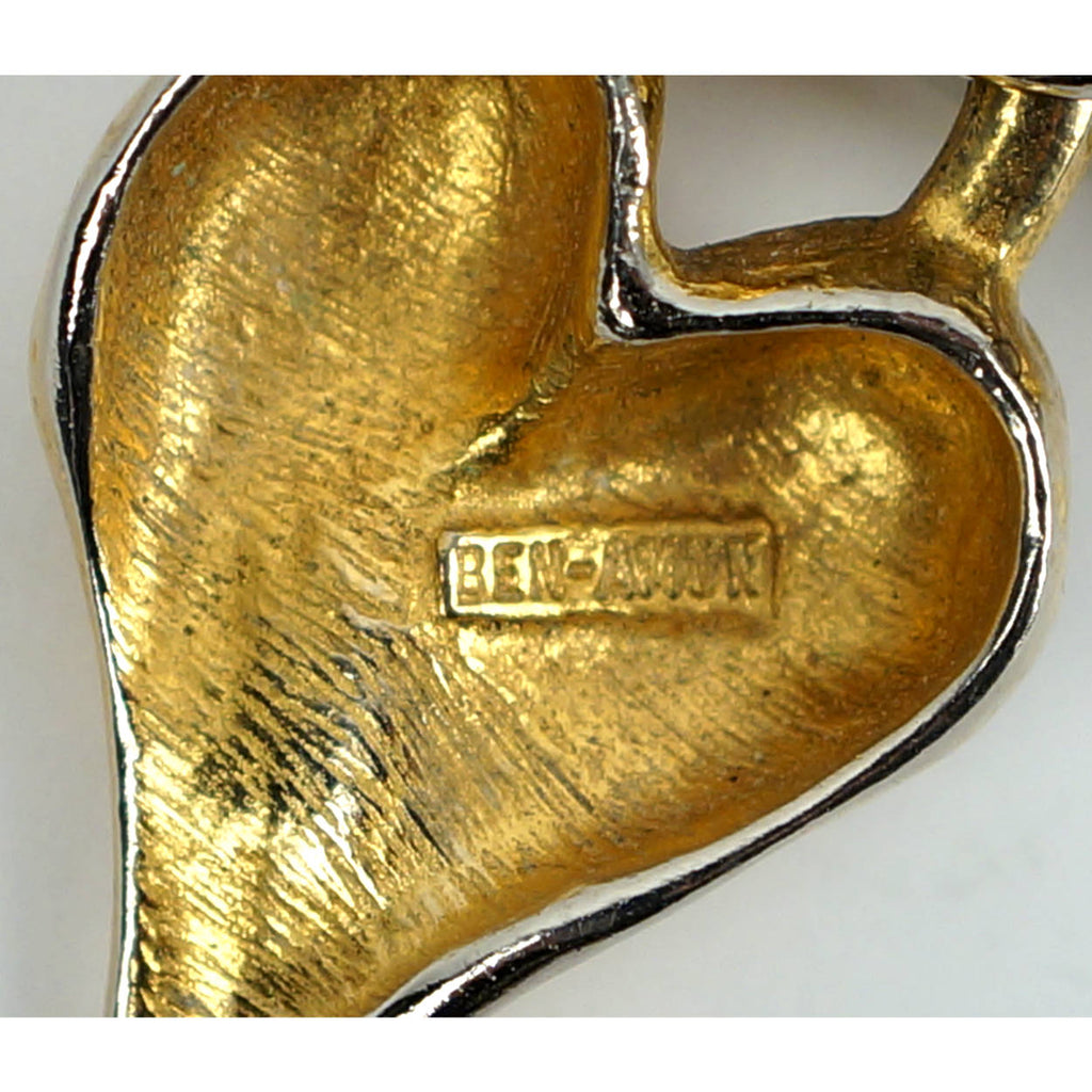 Vintage Ben Amun Hearts Necklace with Heavy Gold Toned Metal Chain - Poppy's Vintage Clothing