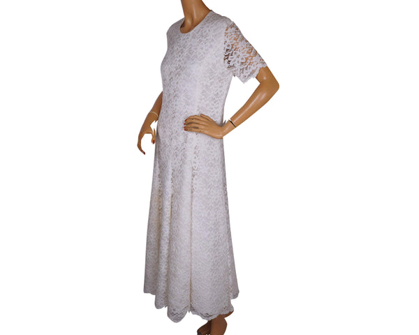 1980s Lace Wedding Gown - Size 12 UK - Poppy's Vintage Clothing
