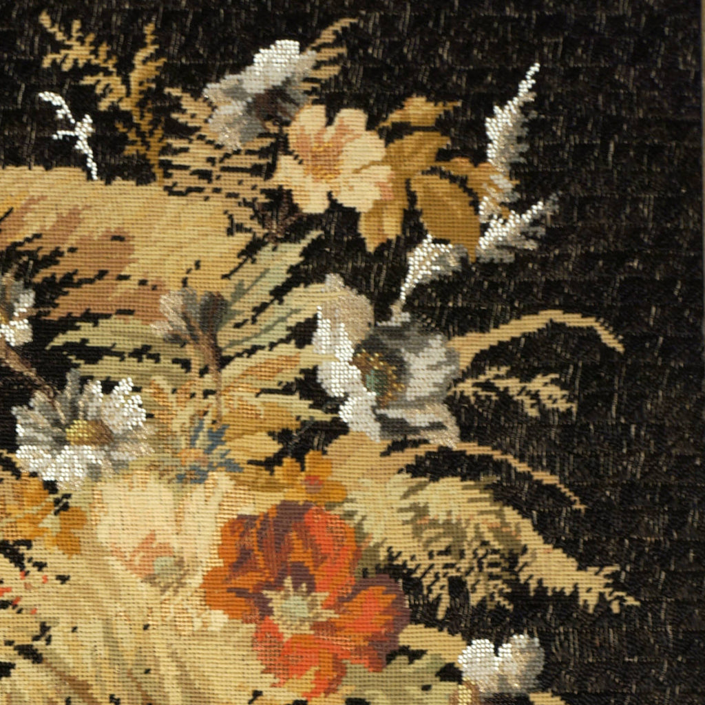 Antique Victorian Floral Needlework w Beaded Needlepoint Framed Berlin Wool Work - Poppy's Vintage Clothing