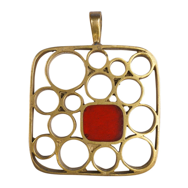 Canadian Modernist Bronze Necklace Pendant Bernard Chaudron - Poppy's Vintage Clothing
