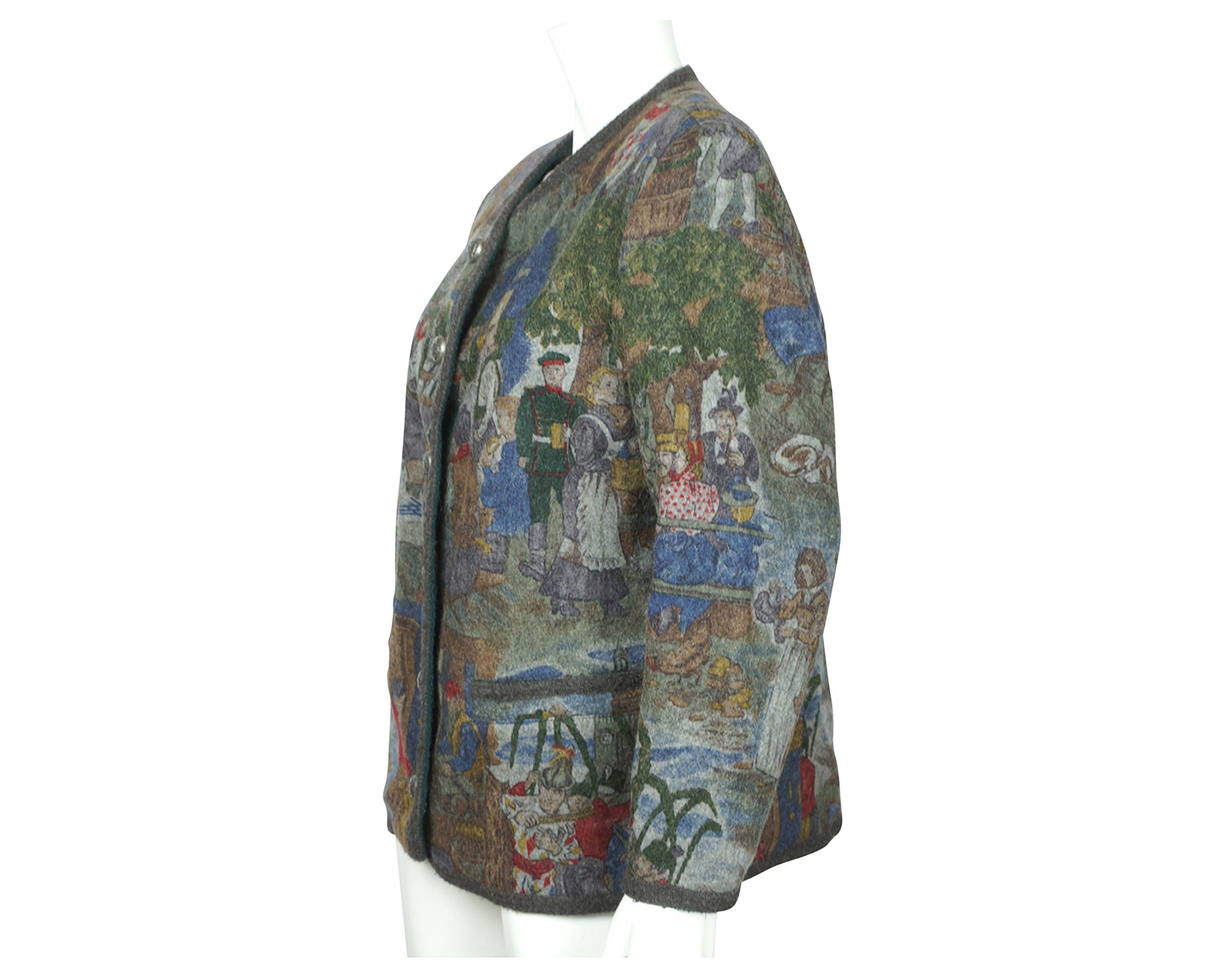 Vintage Berwin and Wolff Wool Jacket German Tracht Bohemian Scenes Ladies Size L - Poppy's Vintage Clothing