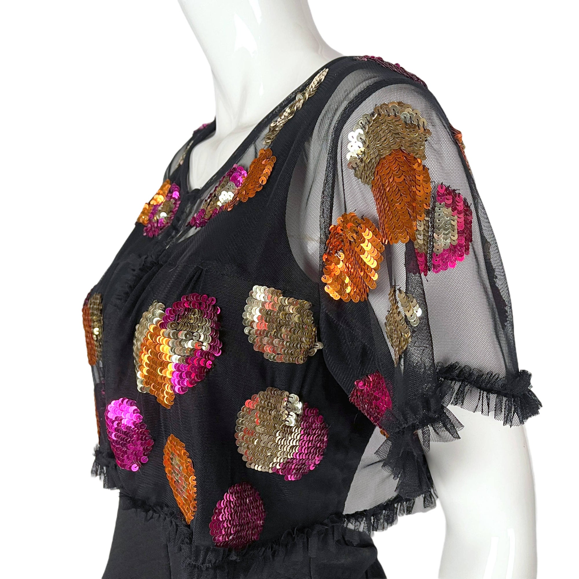 Betsey Johnson Bolero Sequinned Black Net Size M