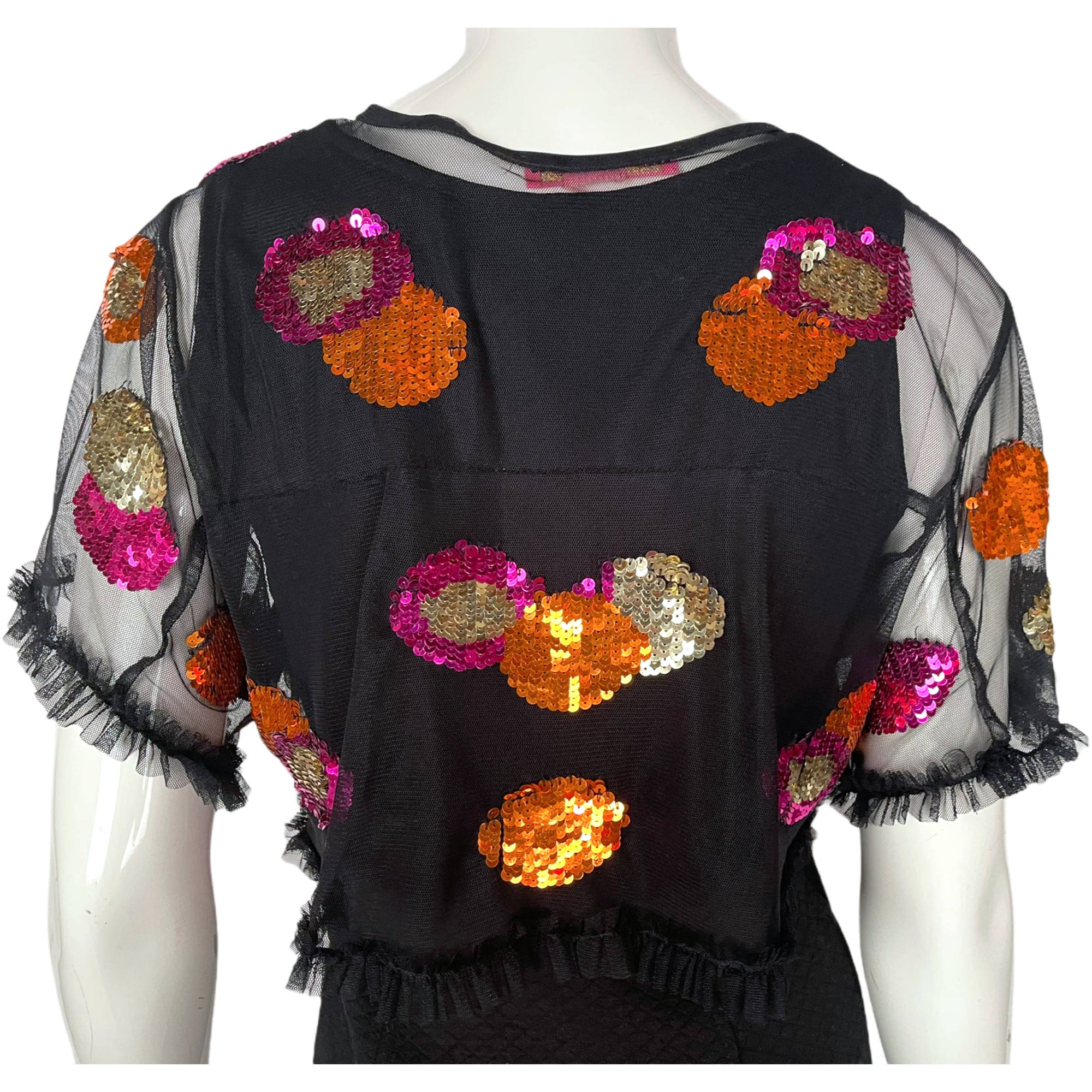 Betsey Johnson Bolero Sequinned Black Net Size M