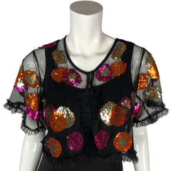 Betsey Johnson Bolero Sequinned Black Net Size M