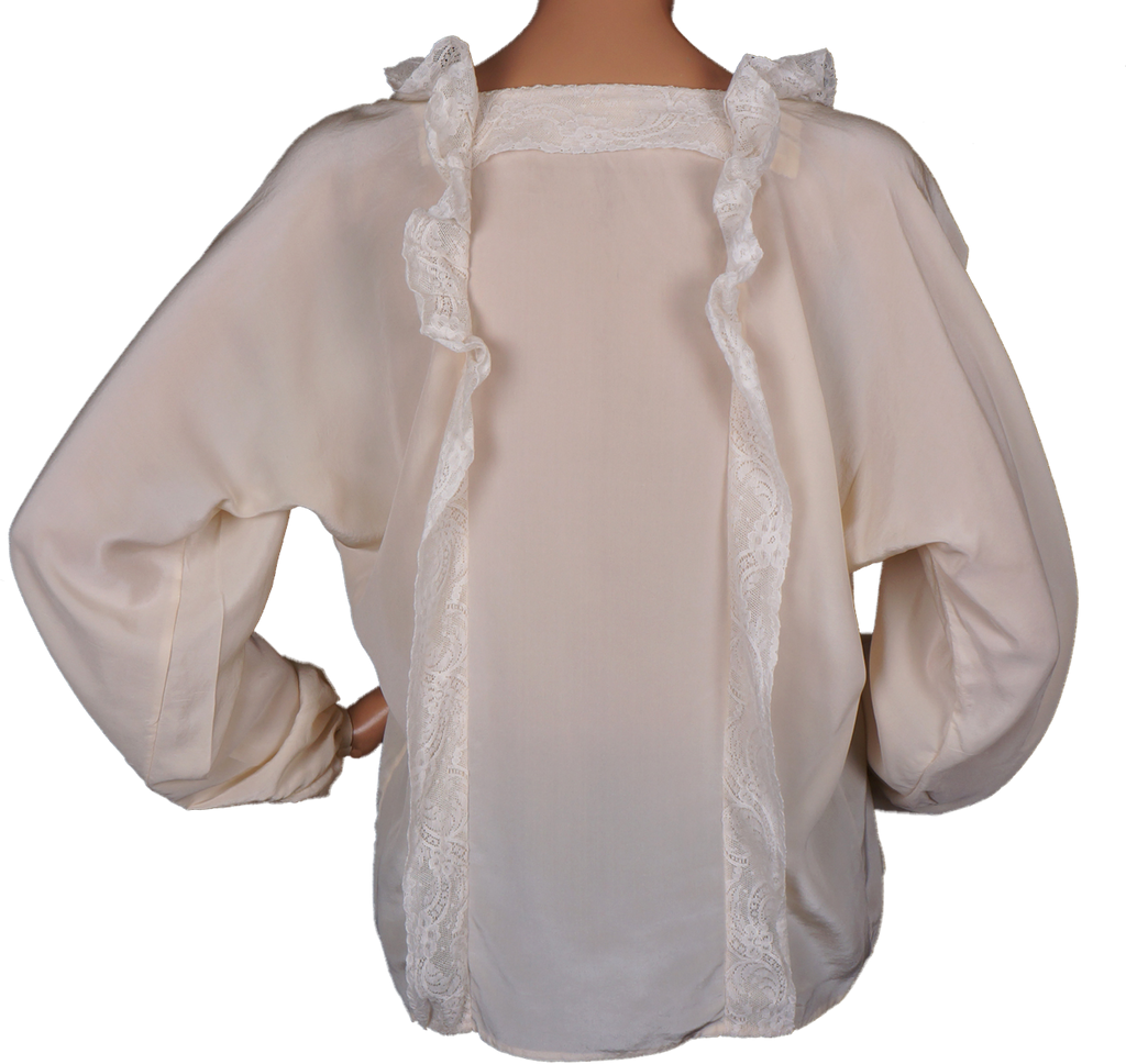 Vintage Betsey Johnson Silk Blouse - 1970s - Betsey Bunky Nini Label Size S / M - Poppy's Vintage Clothing