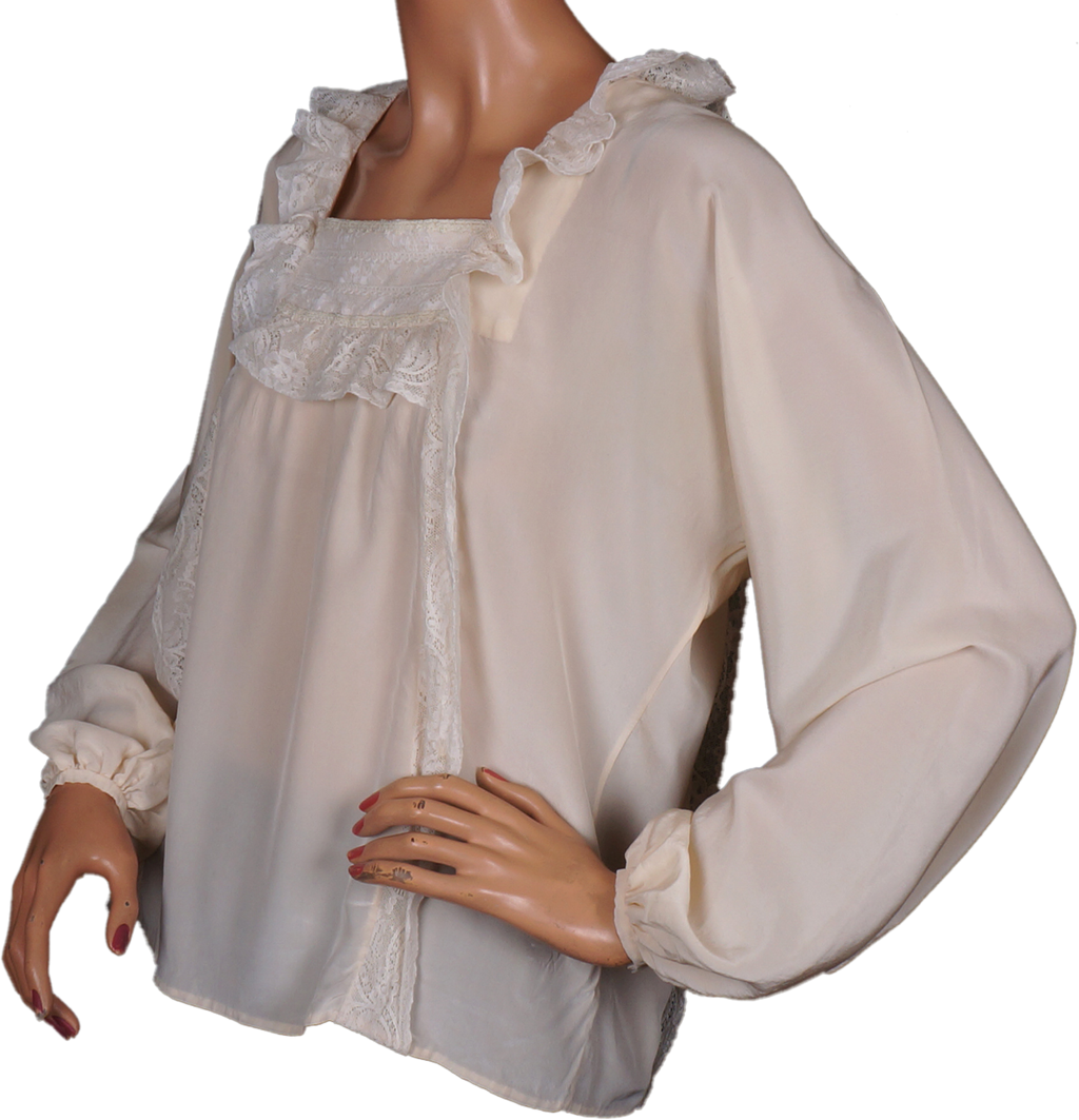 Vintage Betsey Johnson Silk Blouse - 1970s - Betsey Bunky Nini Label Size S / M - Poppy's Vintage Clothing