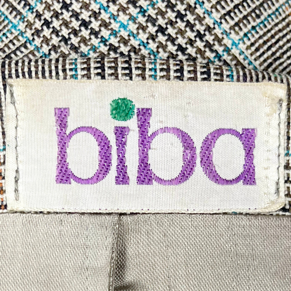 Vintage 1970s Spring Coat Biba Label Check Wool Ladies Sz M