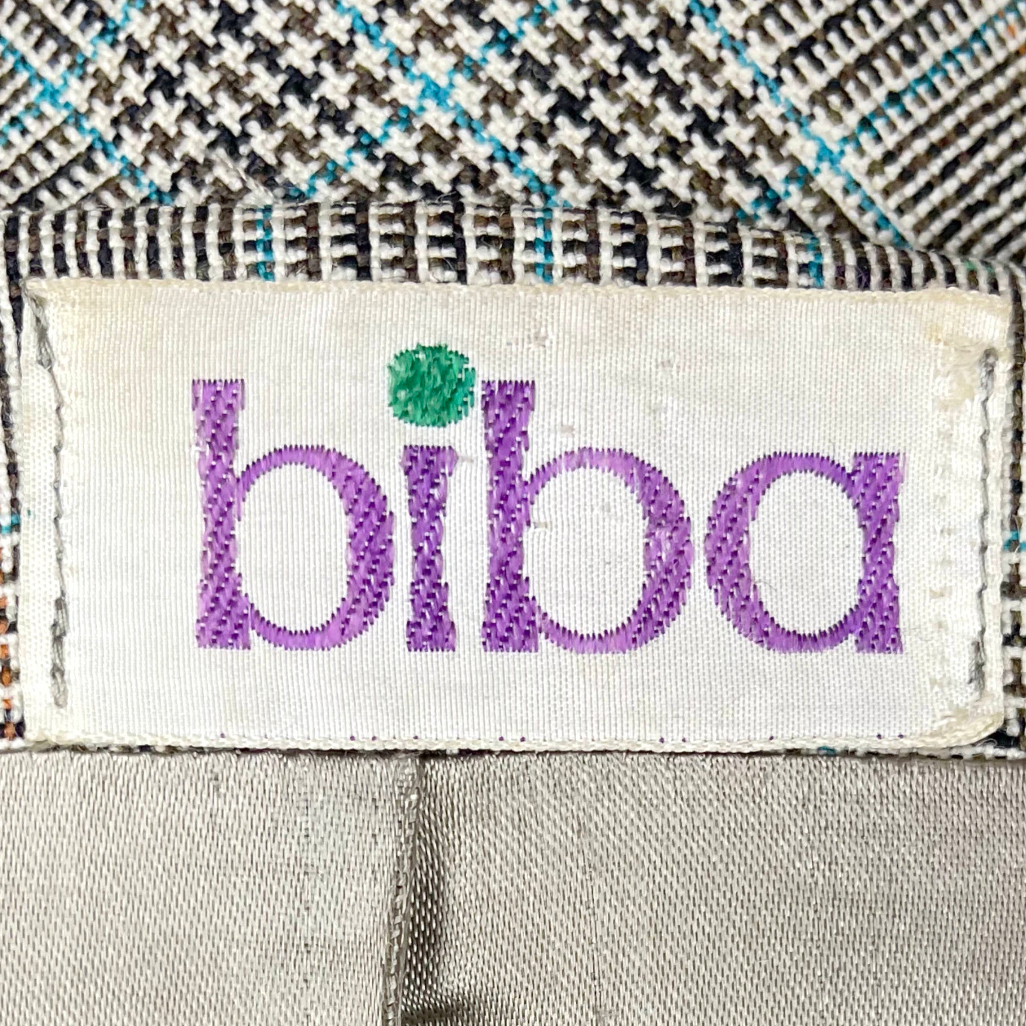 Vintage 1970s Spring Coat Biba Label Check Wool Ladies Sz M