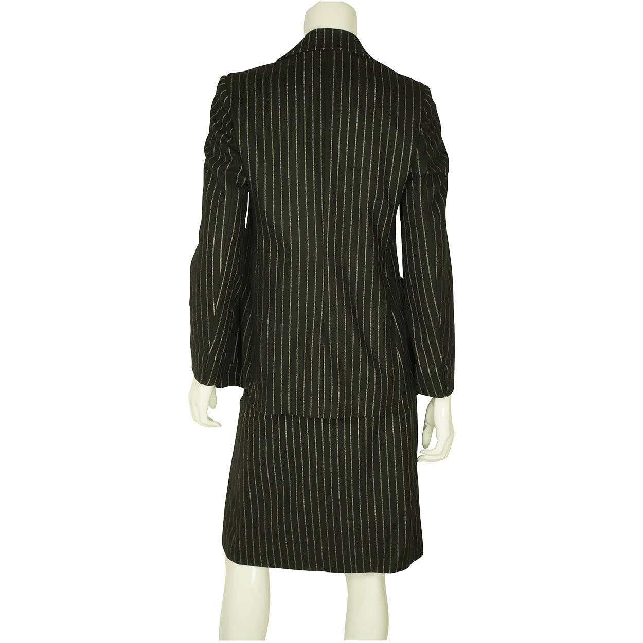 Vintage 1960s Pinstripe Wool Blend Skirt Suit Size Small - Poppy's Vintage Clothing