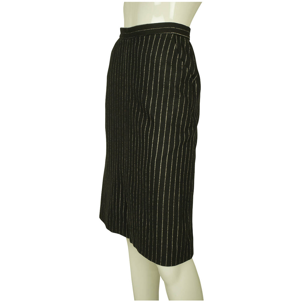 Vintage 1960s Pinstripe Wool Blend Skirt Suit Size Small - Poppy's Vintage Clothing