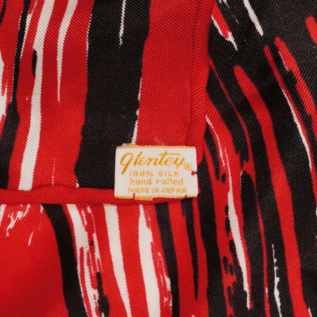 Vintage Bill Blass Long Silk Scarf by Glentex Made in Japan Abstract Red Black - Poppy's Vintage Clothing