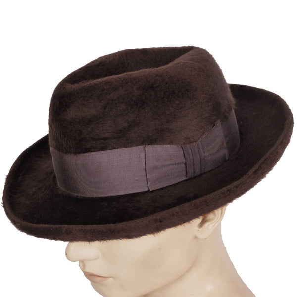Vintage Biltmore Canadian Beaver Fedora Hat Plush Fur Felt Homberg Stetson Size 7 3/8 - Poppy's Vintage Clothing