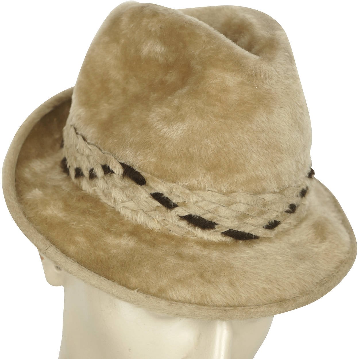 Vintage 1960s Biltmore Fedora Hat Beige Long Hair Beaver Fur Stetson 6 7/8 - Poppy's Vintage Clothing