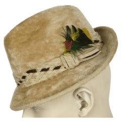 Vintage 1960s Biltmore Fedora Hat Beige Long Hair Beaver Fur Stetson 6 7/8 - Poppy's Vintage Clothing