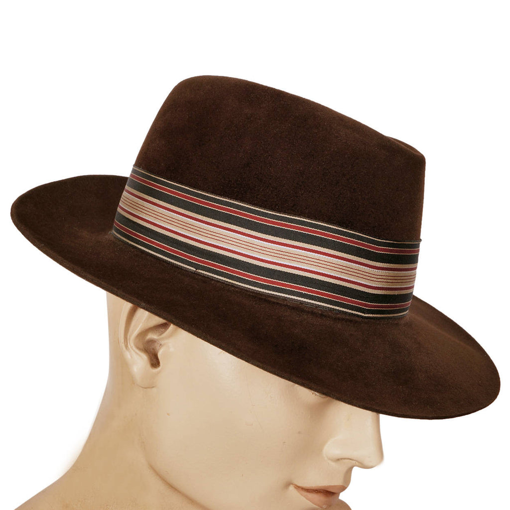 Vintage Biltmore Wide Brim Fedora Hat Golden Pheasant Velour Stetson Size 7 1970s - Poppy's Vintage Clothing