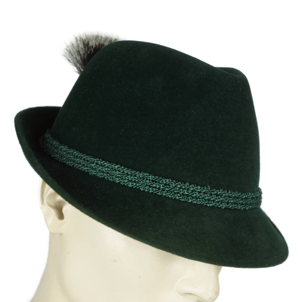 Vintage Biltmore Fedora Hat Golden Pheasant Green Velour Bavarian Hunting 7 3/8 - Poppy's Vintage Clothing