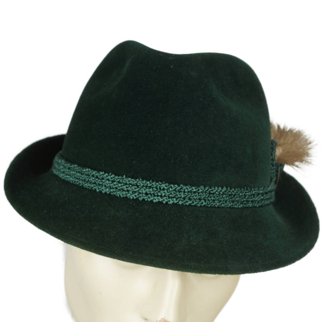 Vintage Biltmore Fedora Hat Golden Pheasant Green Velour Bavarian Hunting 7 3/8 - Poppy's Vintage Clothing