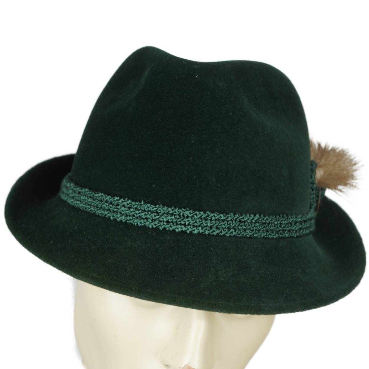 Vintage Biltmore Fedora Hat Golden Pheasant Green Velour Bavarian Hunting 7 3/8 - Poppy's Vintage Clothing