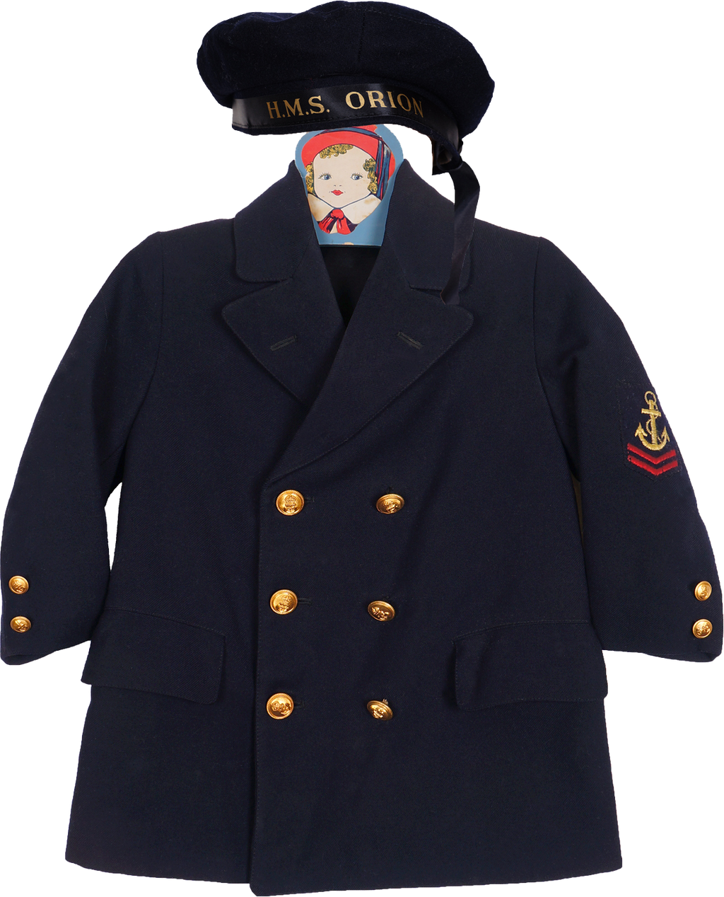 World War 2 Navy HMS Orion Sailors Hat and Coat for Child Size 5 - Poppy's Vintage Clothing
