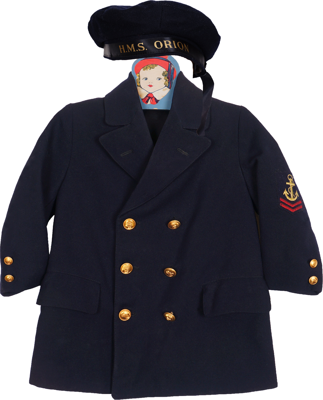 World War 2 Navy HMS Orion Sailors Hat and Coat for Child Size 5 - Poppy's Vintage Clothing