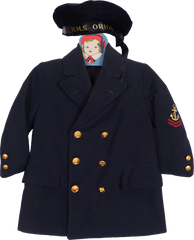 World War 2 Navy HMS Orion Sailors Hat and Coat for Child Size 5 - Poppy's Vintage Clothing