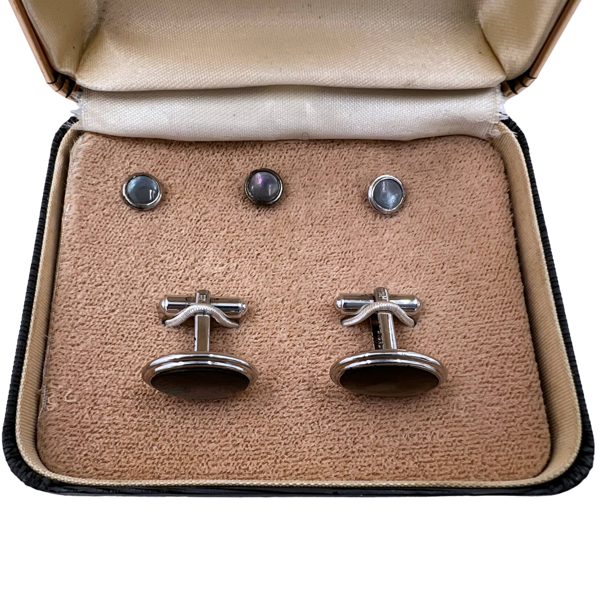 1940s Birks Simmons Sterling Silver Shirt Studs & Cufflinks