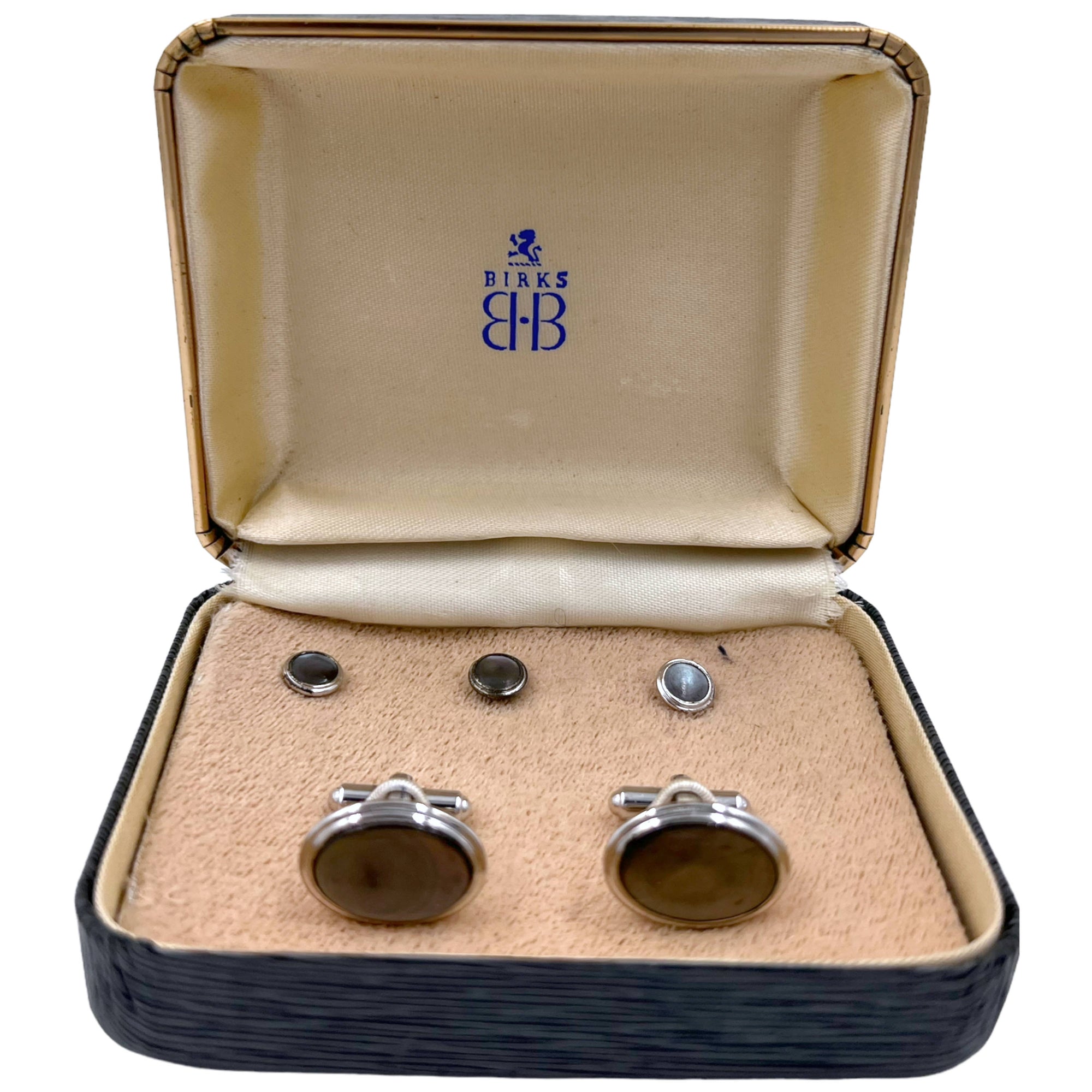 1940s Birks Simmons Sterling Silver Shirt Studs & Cufflinks