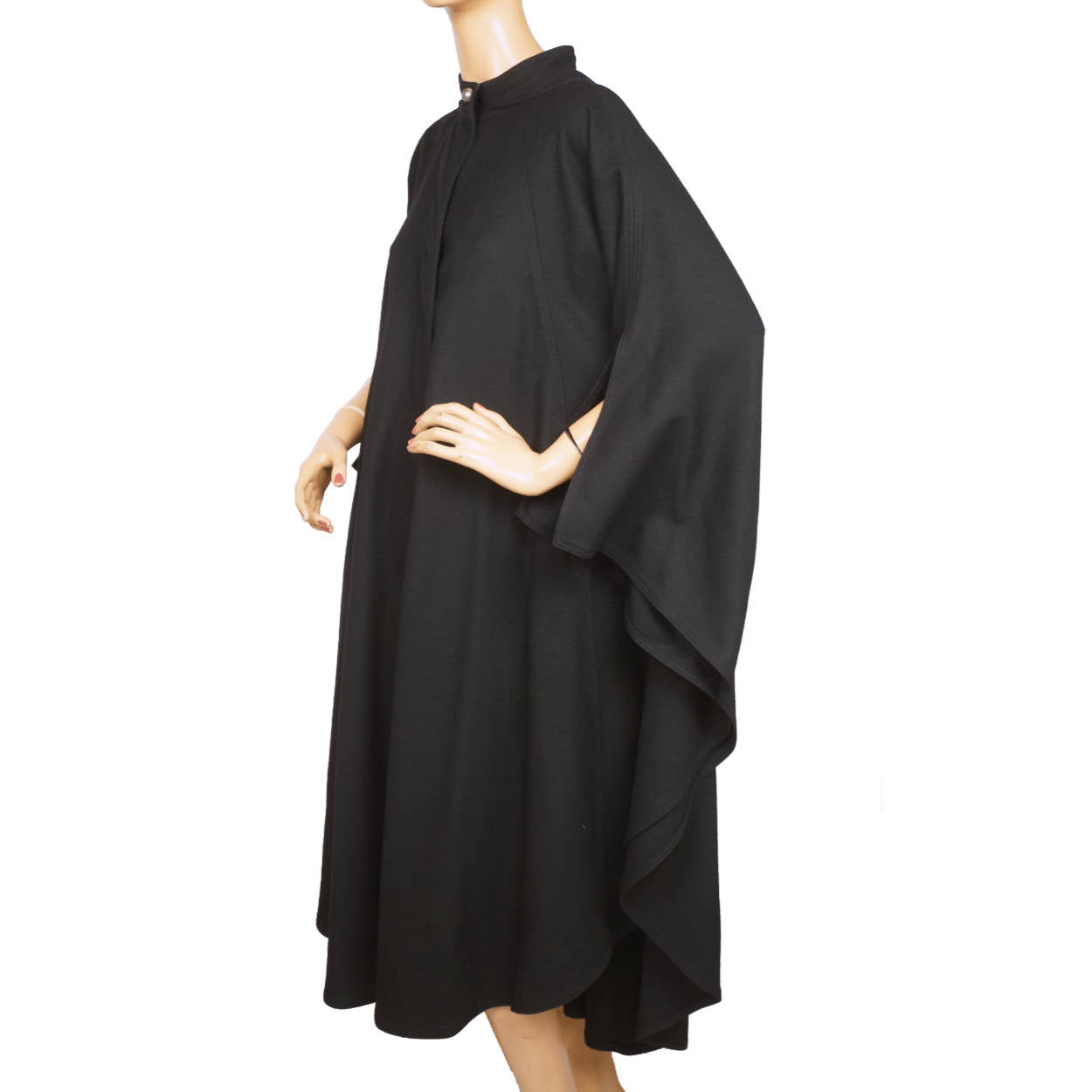 Quality Vintage Black Wool Cape or Cloak with Hood - Poppy's Vintage Clothing