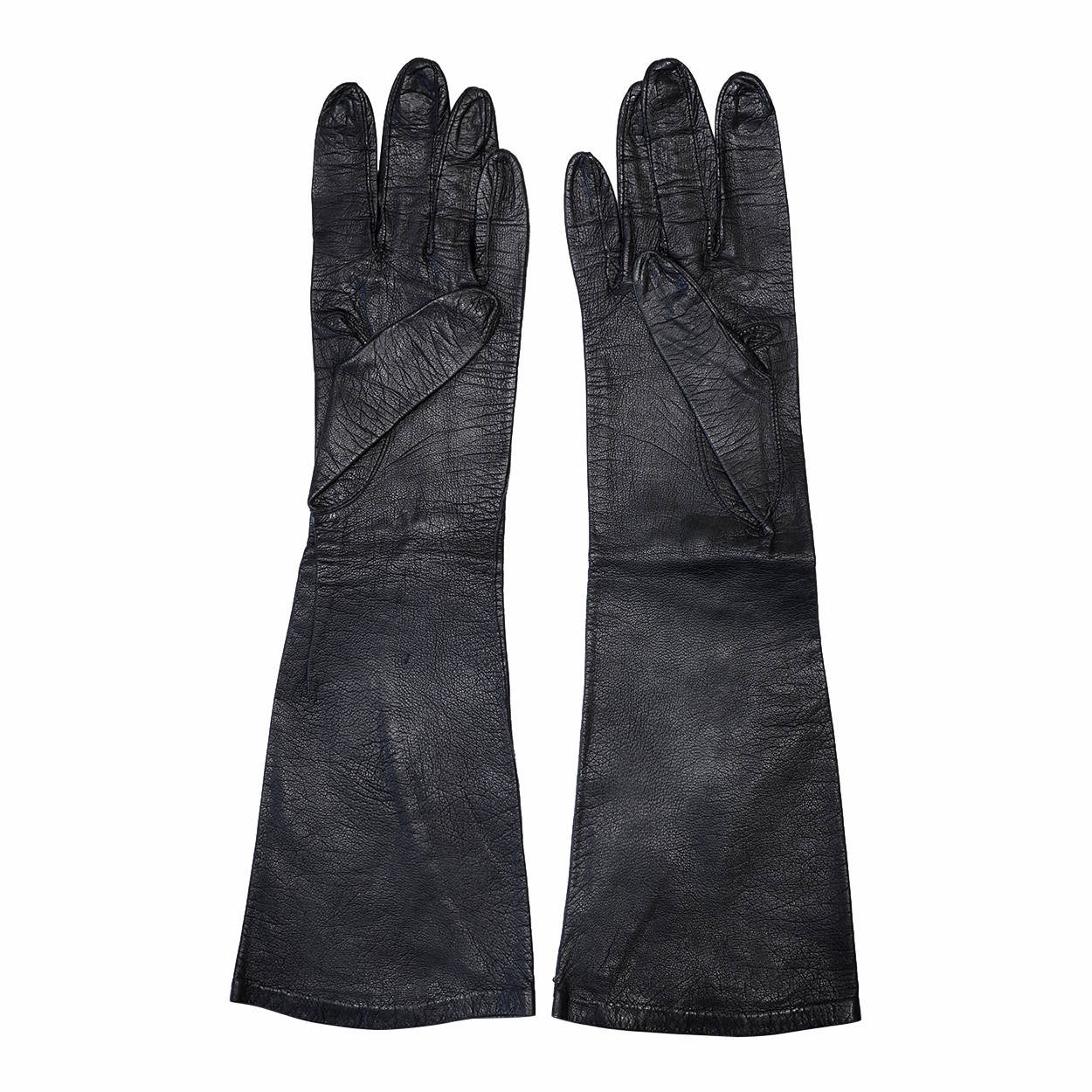 Vintage Black Kid Leather Gloves with Bow 1940s Made in France Ladies Size 7 - Poppy's Vintage Clothing