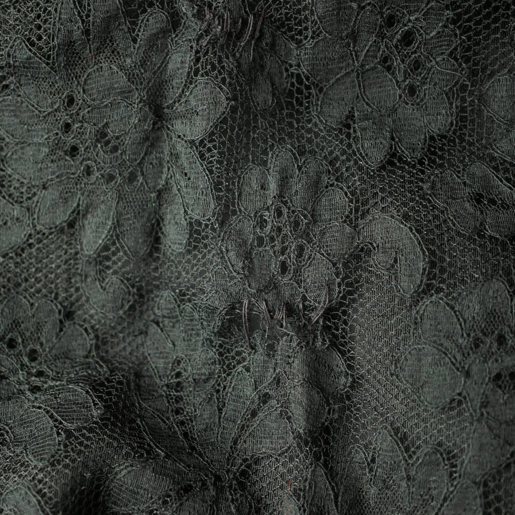 Vintage 1930s Evening Gown Black Chantilly Lace Dress Fishtail Ball Gown Sz M L - Poppy's Vintage Clothing