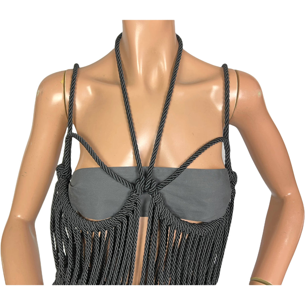 Vintage Black Macrame Dress Unique & Unusual Size S