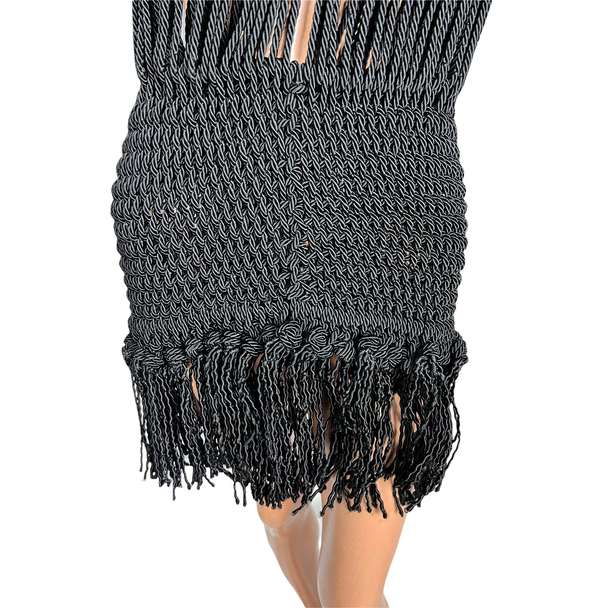 Vintage Black Macrame Dress Unique & Unusual Size S