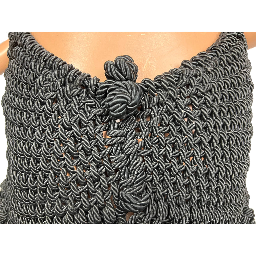 Vintage Black Macrame Dress Unique & Unusual Size S