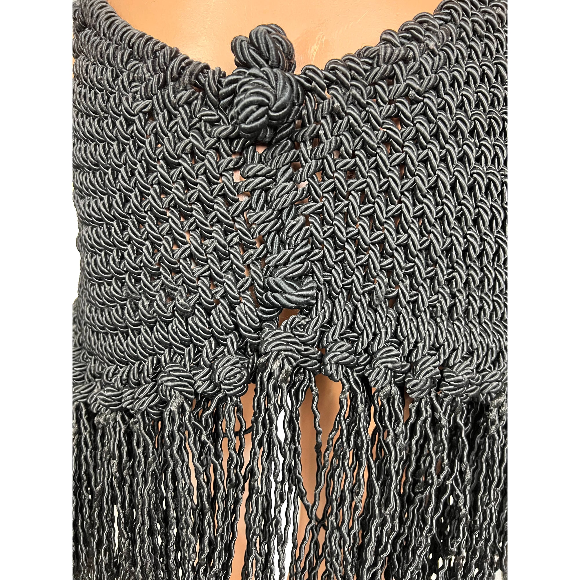 Vintage Black Macrame Dress Unique & Unusual Size S