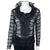 Vintage 1960s Black Lace Blouse w Ruffled Collar Nylon Sz M