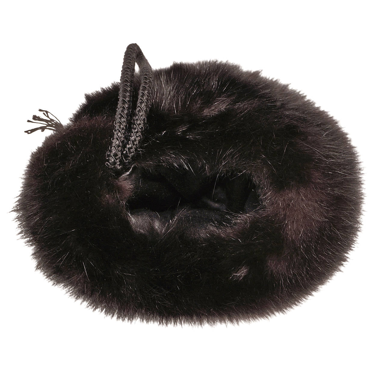 Vintage Black Sable Fur Muff Hand Warmer with Zippered Compartment Purse - Poppy's Vintage Clothing