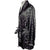Vintage Smoking Jacket Black &amp; Silver Satin Plaid Pattern Robe Mens Size XL - Poppy's Vintage Clothing