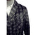 Vintage Smoking Jacket Black &amp; Silver Satin Plaid Pattern Robe Mens Size XL - Poppy's Vintage Clothing
